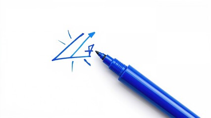 Blue marker drawing diagram isolated on white background