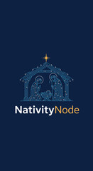 Naklejka premium Nativity Scene Silhouette with Star and Text Overlay.
