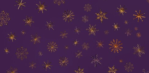 Elegant gold snowflakes on a rich purple backdrop. Ideal for festive designs, Christmas greetings, and holiday-themed projects. Perfect for addi