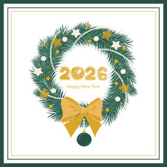 Happy New Year 2026! Stylized numbers in cartoon style. Vector illustration for holiday decor and greetings.