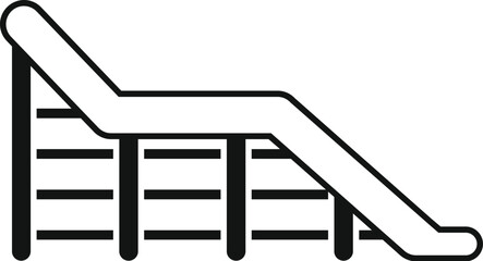 Simple black and white line drawing of kids slide with ladder, symbolizing playground fun and childhood joy