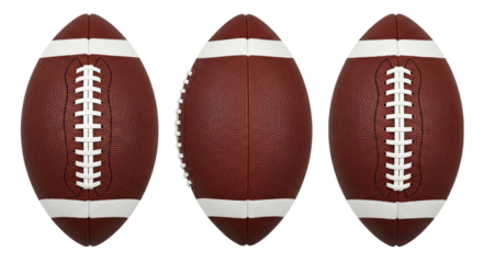 Realistic American Footballs on Transparent Background Sport Equipment Game Day Rivalry Recreation Victory Leatherball