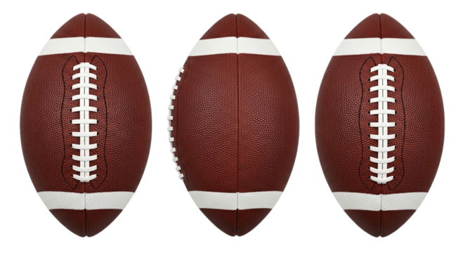 Realistic American Footballs on Transparent Background Sport Equipment Game Day Rivalry Recreation Victory Leatherball