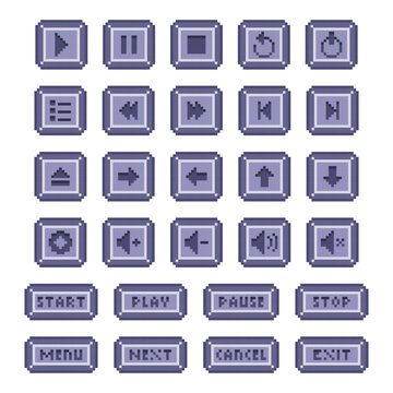Pixel Art Control Button Set