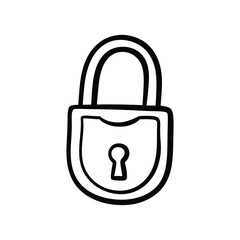 Simple hand drawn sketch of a traditional padlock