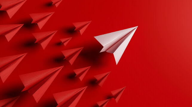 Leadership and Innovation Concept with Red Paper Plane
