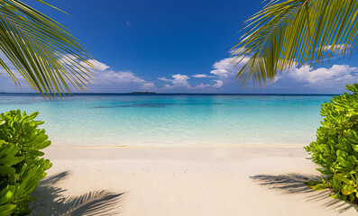 Best Top Popular Beach Vacation Background Summer Pattern Closeup Sea Sand Sky Palm Leaves Luxury Travel Beautiful Exotic Holiday Nature Outdoor Seascape Perfect Destination Tranquil Tropical Paradise