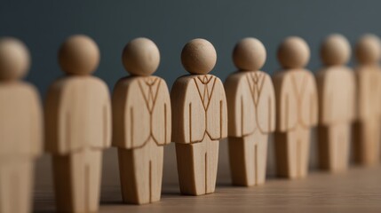 Creative workshop milestone arrangement with wooden figurines for project management standards