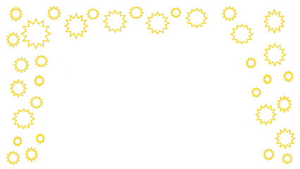 Yellow star outline with black interior on a transparent background. Copy space.