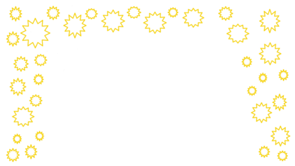 Yellow star outline with black interior on a transparent background. Copy space.