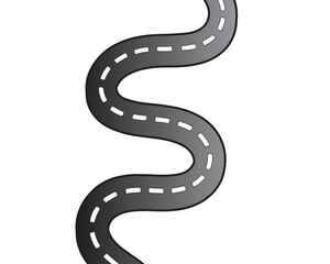 Curved Street or Highway Vector with White Painted Lines