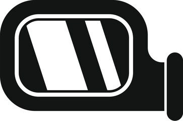 Black car side mirror reflecting light stripes simple vector icon isolated on white background