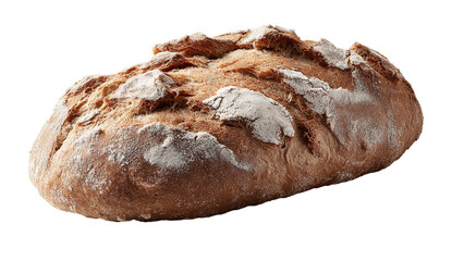 Freshly baked artisan bread featuring rustic crust and airy interior isolated on transparent background