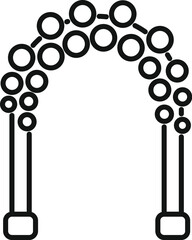 Elegant wedding arch adorned with balloons sets a romantic mood for the upcoming ceremony