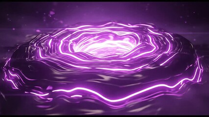 Experience dynamic abstract motion graphics with mesmerizing purple waves and glowing center, ideal for technology presentations and creative content backdrops - Powered by Adobe