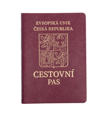 A passport of the Czech Republic on a white background