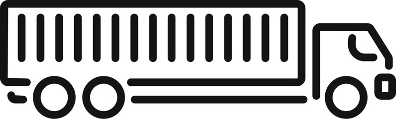 Simple line icon representing a cargo truck carrying goods, symbolizing shipping, logistics, and freight transport