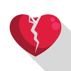 Red broken heart representing sadness and sorrow, perfect for valentine's day, breakups, or difficult times