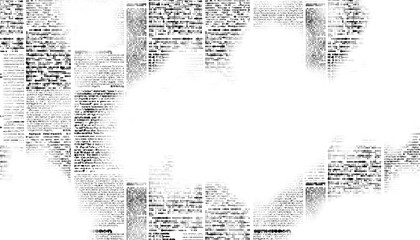 Overlay old white newspaper paper grunge vintage background. Grunge halftone style