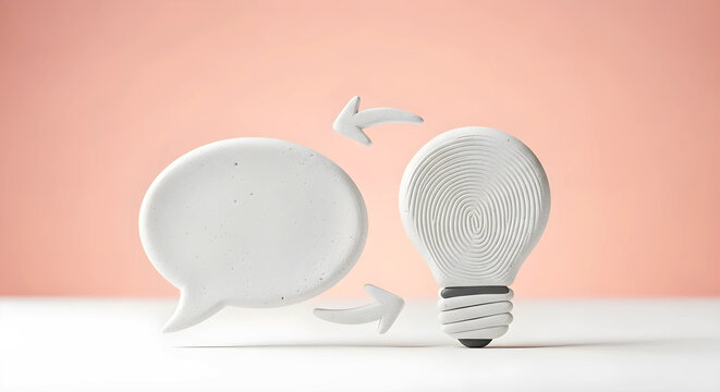 紙粘土ビジネスアイコン：効果的なコミュニケーションとアイデア共有、創造性と協業のコンセプト