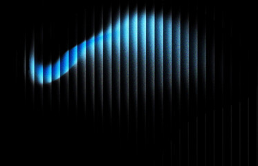Abstract blue light filtering through dark vertical blinds creating a modern and mysterious atmosphere for backgrounds and creative projects