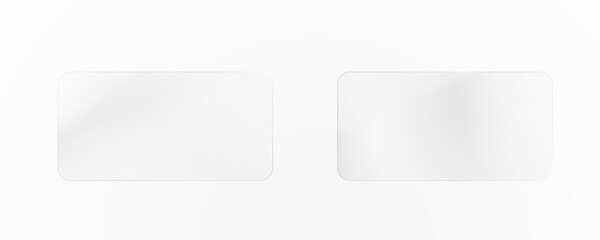 Transparent glass effect, realistic window mockups, mirror set, glass showcase on transparent background, vector png. Glass banner, acrylic smooth surface.	
