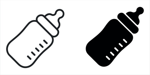 Minimalist Milk Bottle Icon Vector Symbol. Simple Design Representing Dairy, Nutrition, Beverage, Freshness, and Healthy Food Products.