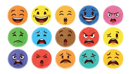 Colorful emoji faces expressing various emotions in a vibrant display of feelings.