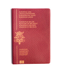 Belgian passport on a white background
