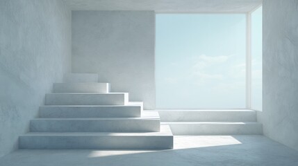 Obraz premium Modern Interior with Minimalist Stairs and Large Window