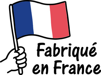 Logo fabriqué en France, avec drapeau français, bleu, blanc, rouge