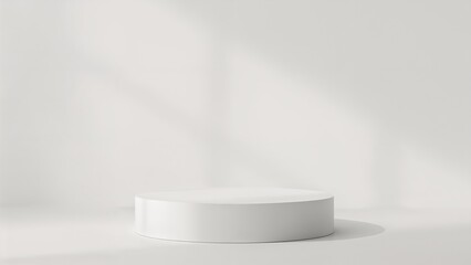 Round back, light white, square podium in an abstract design