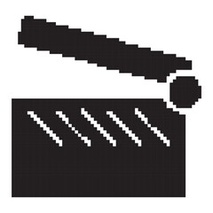 clip clapper pixel icon, 8-bit. Vector illustration on a white background.