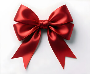 Elegant Red Satin Bow Isolated on White Background Festive Decoration Perfect for Holiday Gifts and Celebrations