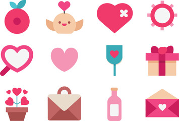 Cute valentine's day vector icon pack 20 romantic symbols scalable eps