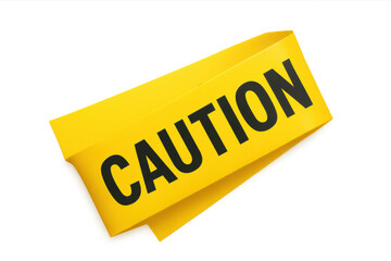 Yellow caution tape creating a barrier, signifying danger and restricted access, on a transparent background