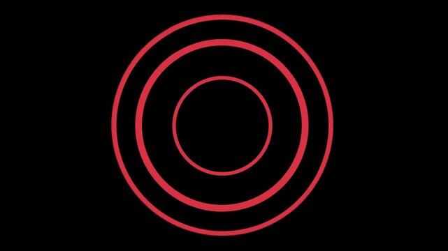 Ripples or Waves on green screen and alpha channel 2D animation (Chroma key and black background). Red circle reacts to a click with a smooth expansion loop. Explosive Accent Elements Motion Graphics
