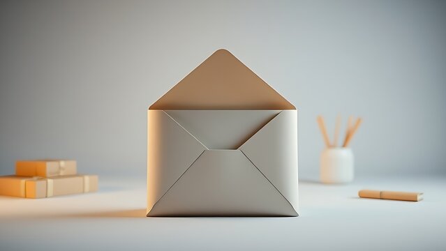 Stylized mail delivery concept featuring a single prominent envelope on clean background.
