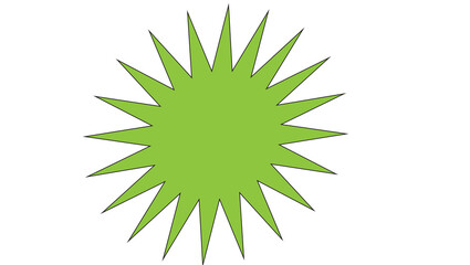 A light green starburst shape with many sharp points radiating outwards on a plain white background