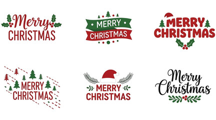 A collection of six unique merry christmas designs, each featuring festive typography and decorative elements, perfect for adding a touch of holiday cheer to your seasonal projects