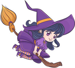 Witch flying on a broomstick