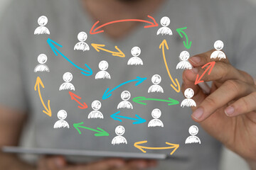 Visualizing teamwork, communication, and global network. Ideal for business, technology, and social media.