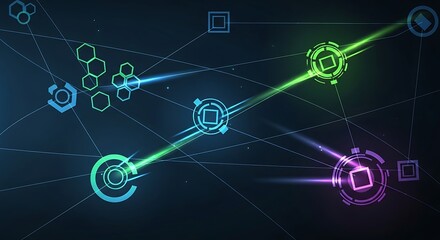 Interconnected Network - A Futuristic Visualization of Data and Technology.