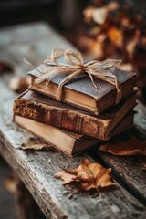 Beautiful Autumn Landscape with Golden Trees and Falling Leaves, Warm Light and Peaceful Nature Scene"