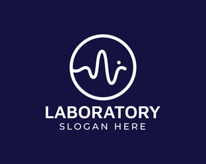 Laboratory logo design featuring a heartbeat symbol, ideal for businesses in the medical, healthcare, or scientific fields isolated on dark blue background