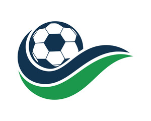 Football Soccer Ball Wave Abstract Sport Logo Vector Illustration