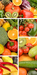 Vertical Collage of Abundant Fresh Fruits and Vegetables