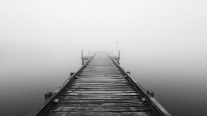 Fototapeta premium Pier go into sea, black and white