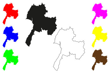 Lower Hutt city (New Zealand, North Island) map vector illustration, scribble sketch Te Awa Kairangi ki Tai map