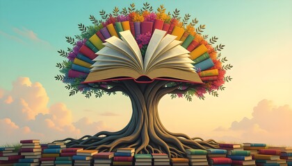 Tree of Knowledge Made from Books – Symbol of Education, Learning, and Wisdom
.